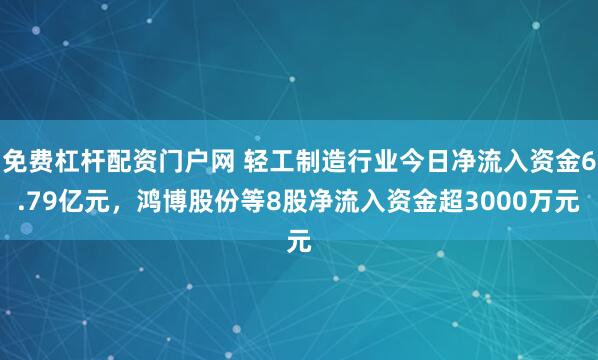免费杠杆配资门户网 轻工制造行业今日净流入资金6.79亿元，鸿博股份等8股净流入资金超3000万元